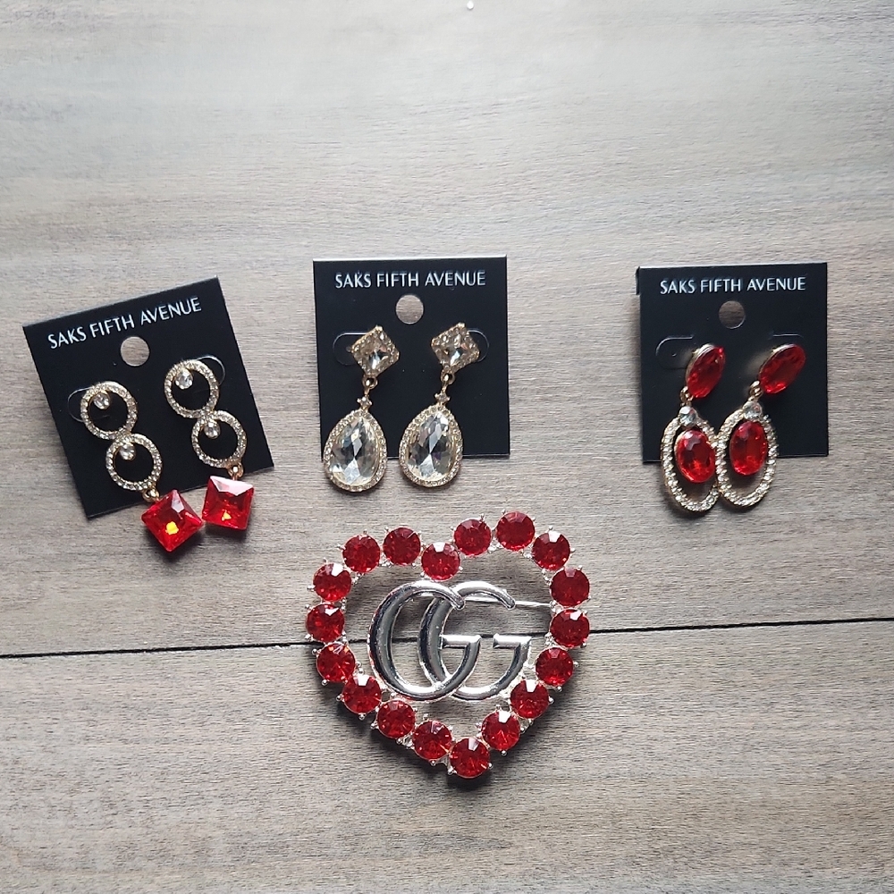 Saks Fifth Avenue Red and Gold Fashion Jewelry Collection NwT